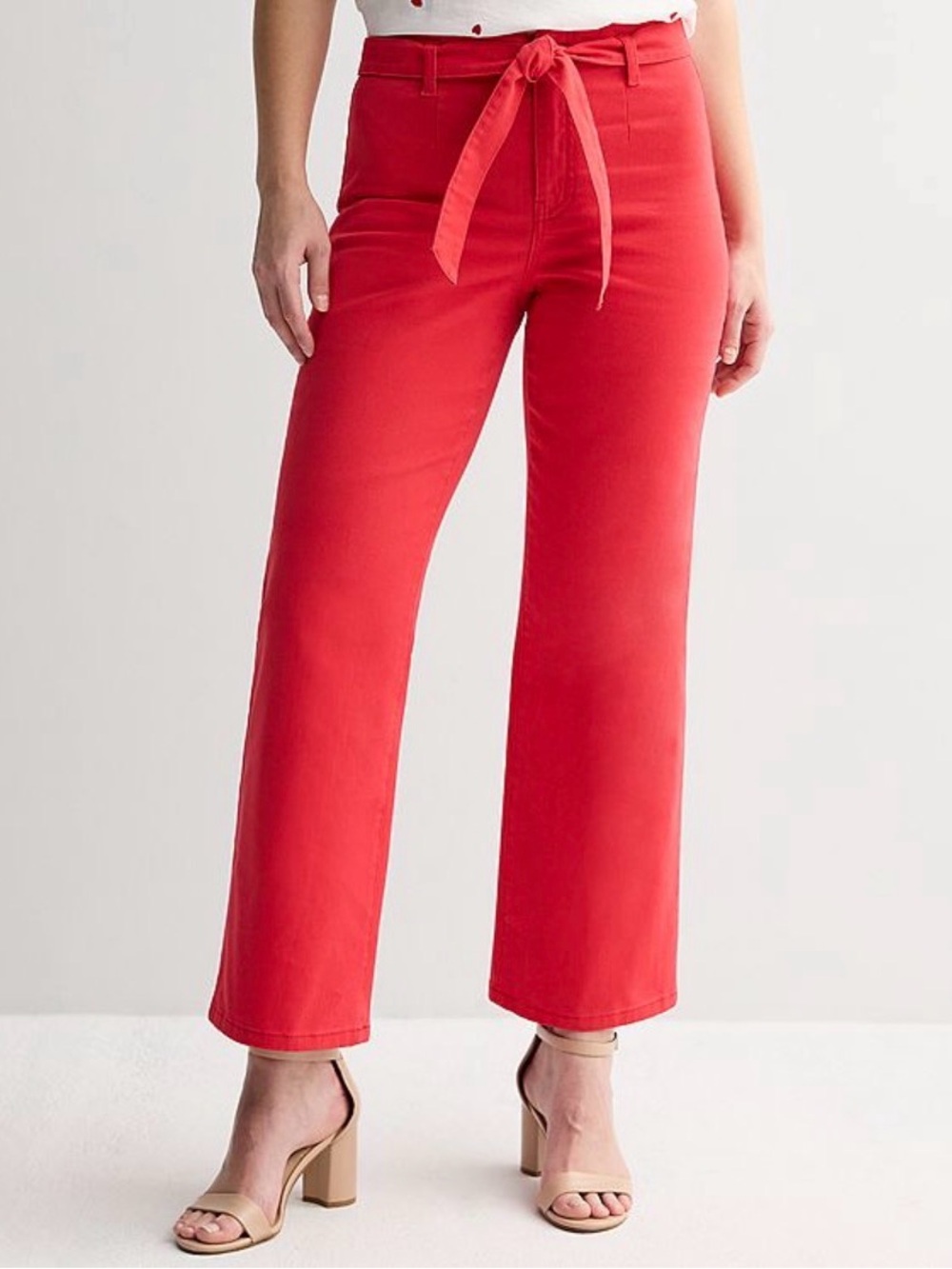 Draper James Red Tie Waist Cropped‎ Wide Leg Pants Size 12
